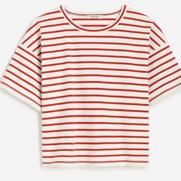 Madewell| Everyday Boxy Crop Tee in Stripe - Picture 1 of 3